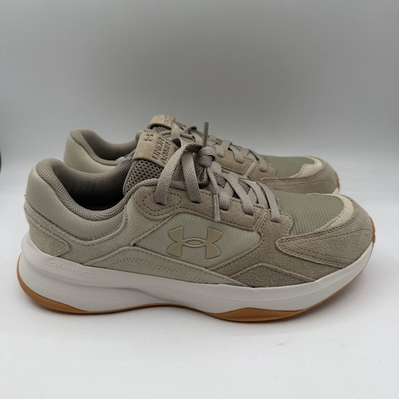 Under Armour UA Charged Edge Suede Shoes Mens 9.5 Tan Beige Sneakers 3027731-201